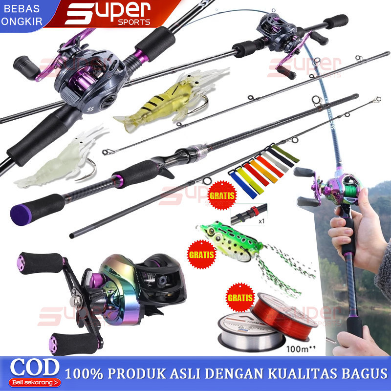 【5 Buah Set】Set Joran Pancing Corbon Penuh Joran Casting Joran Joran Pancing Set Joran pancing 1 set