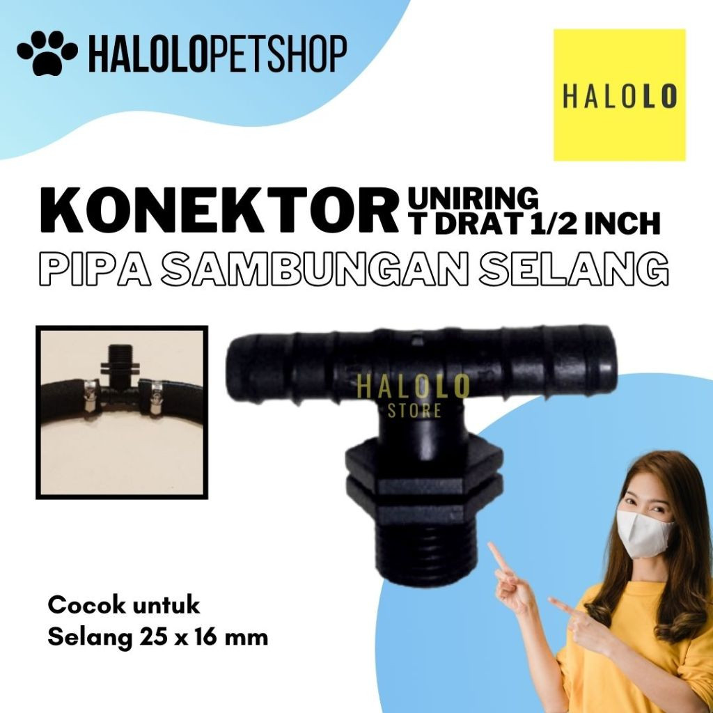 Pipa Konektor Uniring T Drat Sambungan Selang Uniring Tee connector 16 x 1/2 inch
