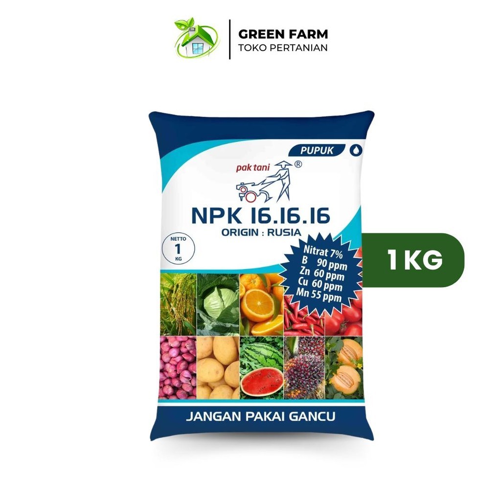 Pupuk Npk 16 16 16 Pak Tani 1kg Original Rusia Npk Pak Tani Biru Tanaman