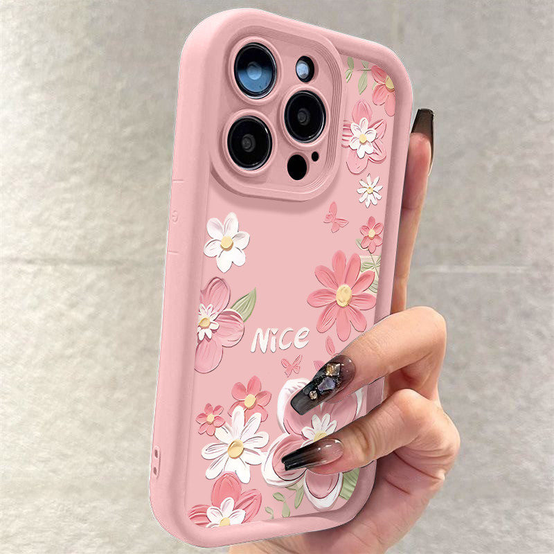 Bunga Nice Untuk Case iphone 11 12 13 pro max 15 14 13 x xs xr ip 7 8 6 6s plus casing hp aesthetic 