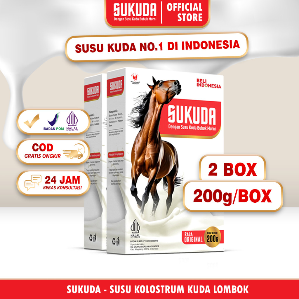 

Sukuda Susu Kuda Liar Lombok Murni Kolostrum 200 Gram 2 Box