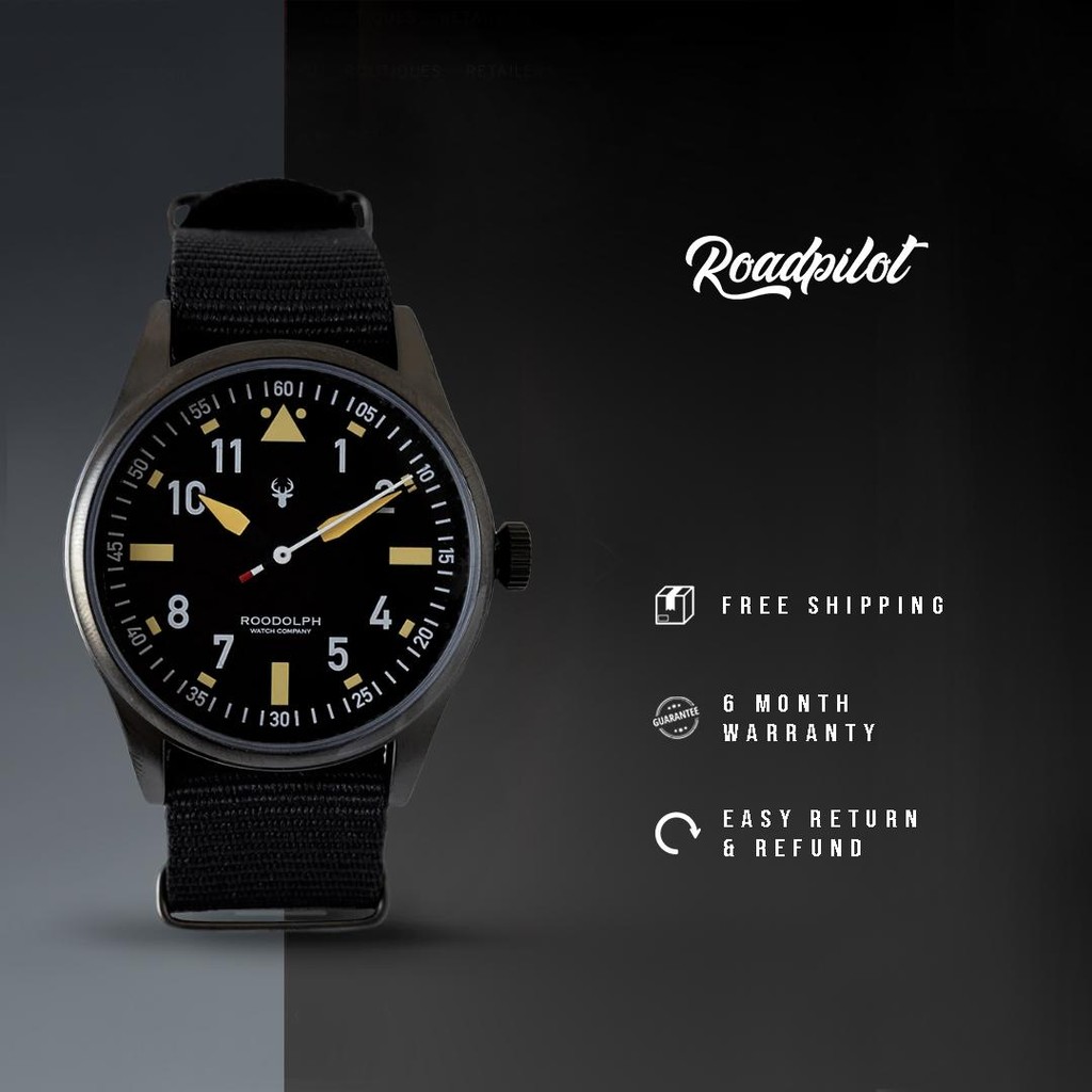 Roodolph Watch - Roadpilot Black | Jam Tangan Analog Pria | Men Watch