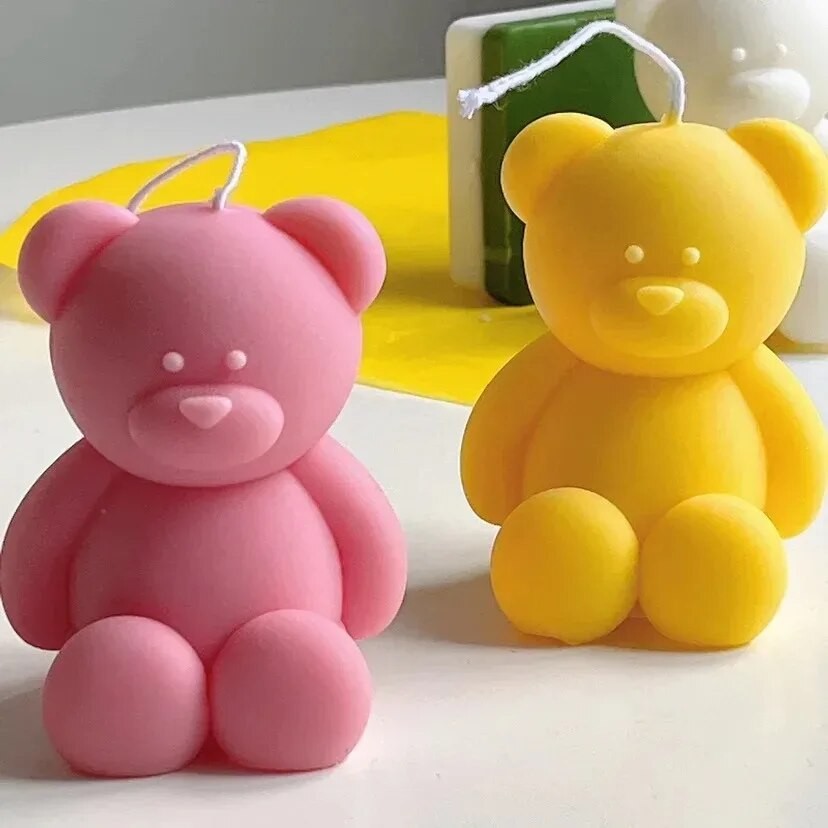 

3D Cute Cartoon Bear Silicone Candle Mold Diy Handmade Soap Plaster Ice Cube Baking Mould Birthday Party Wedding Gift Making Kit