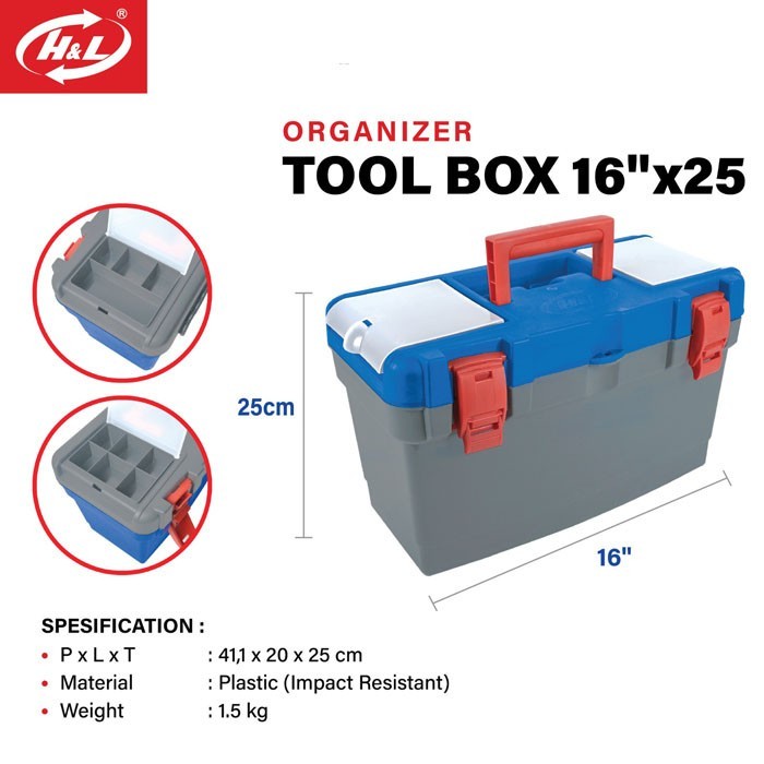 HL Tool Box 16 Inch Kotak Perkakas Plastik Box 16Inchx25