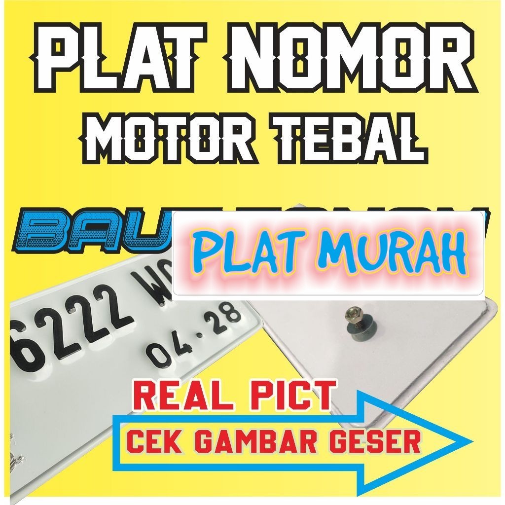 Plat motor baut tanam tebal warna putih plat motor putih