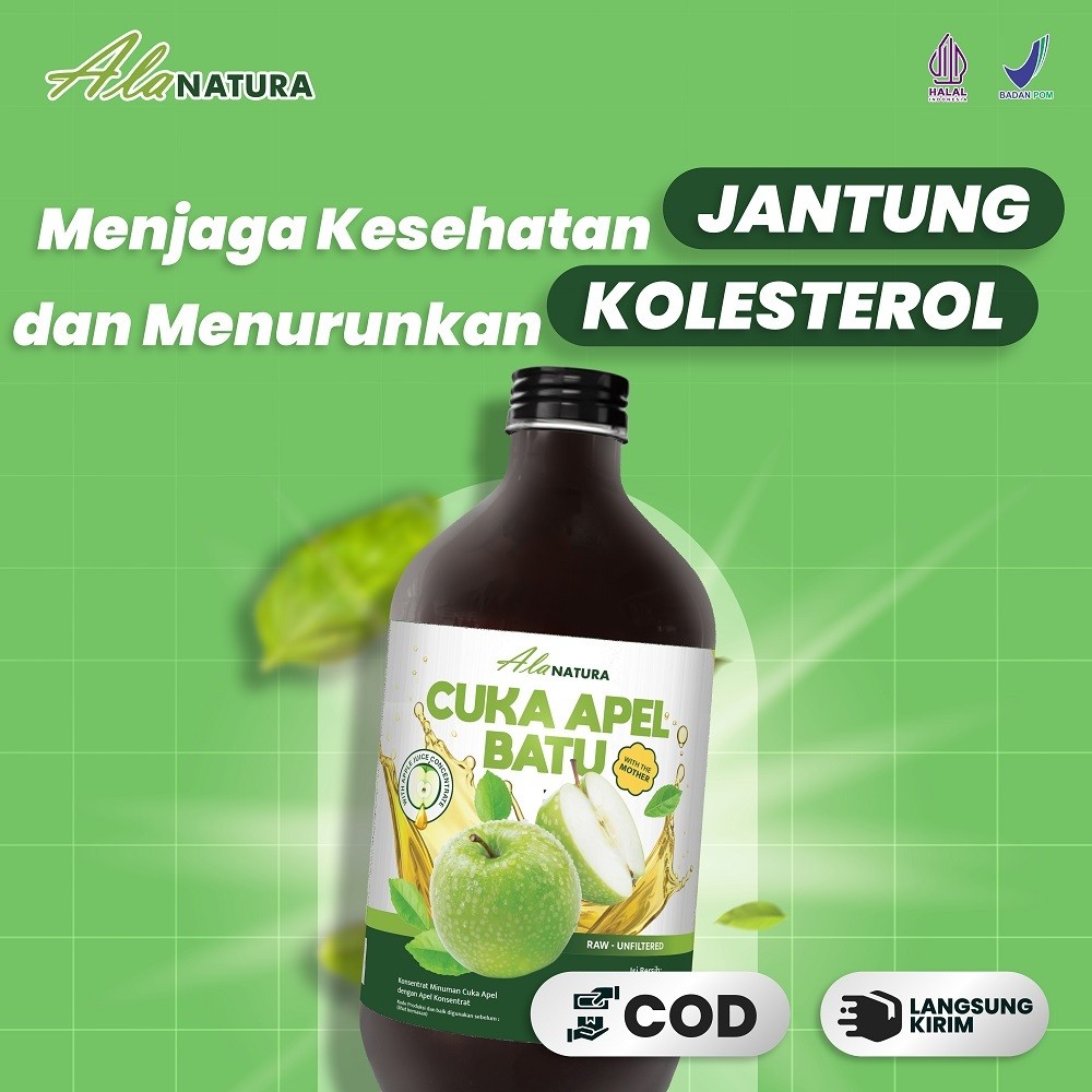 

Cuka Apel Hijau Batu Alanatura 500ml - jaga Kesehatan Jantung dan Menurunkan Kolesterol halal BPOM