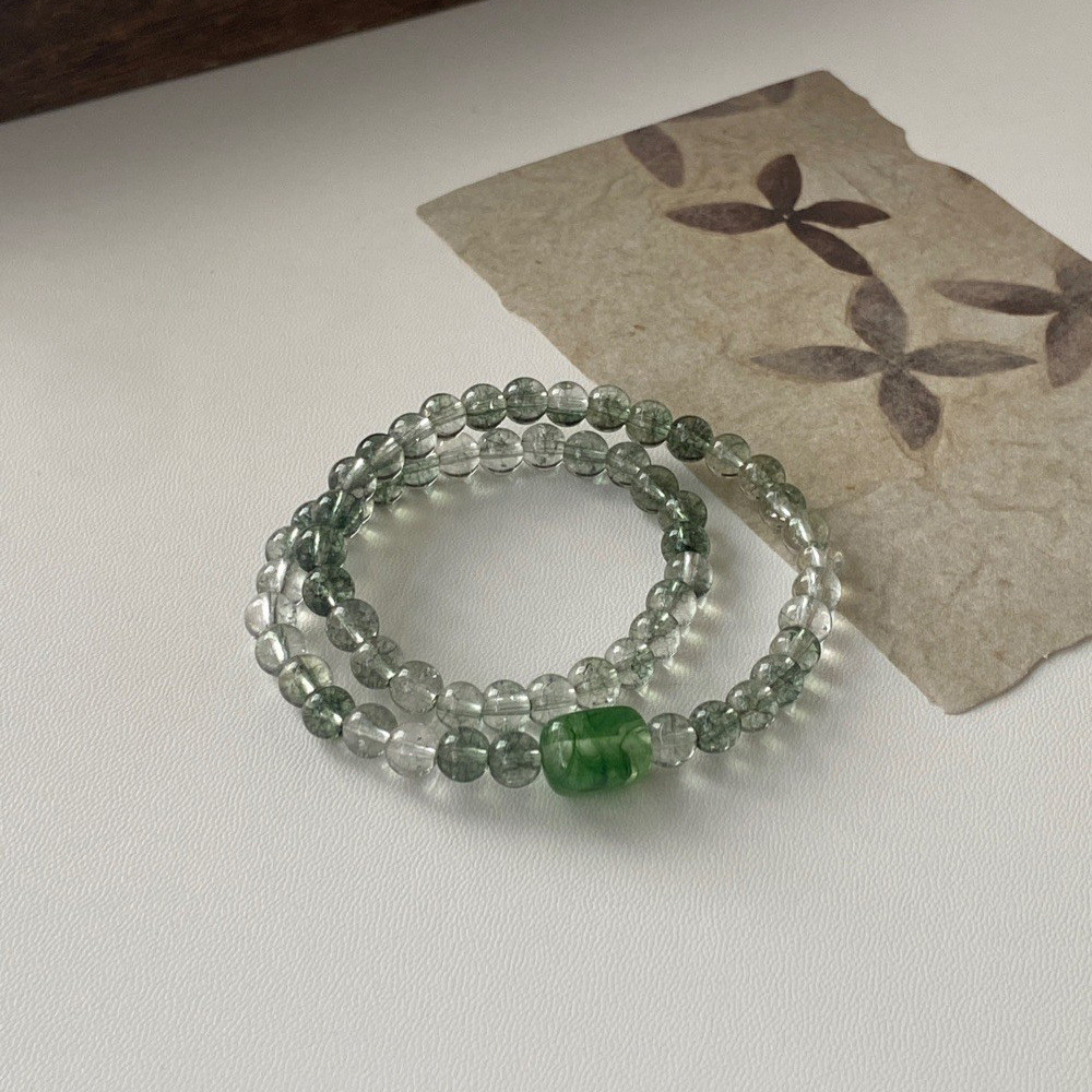 Gelang [Cloud Pine Forest] Gelang manik-manik kristal sintetis buatan tangan asli berbentuk lingkara