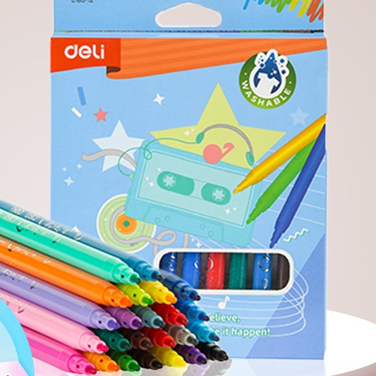 

Deli Felt Pen / Spidol 12 24 Warna Mudah Dicuci Non-Toxic CC160