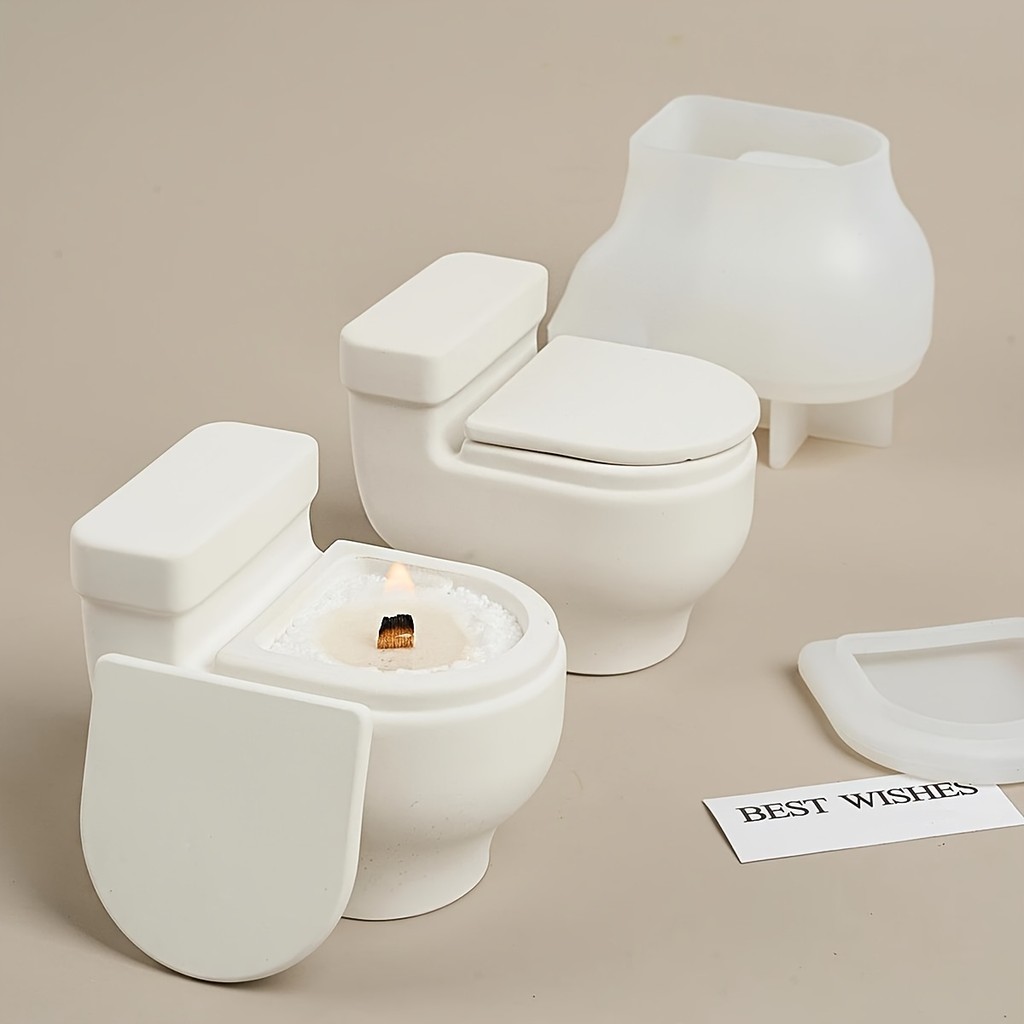 

1pc Silicone Resin Casting Molds for Candle Holder and Storage-Toilet Shape,DIY Handmade Craft Mold-For Home Decor Enthusiasts