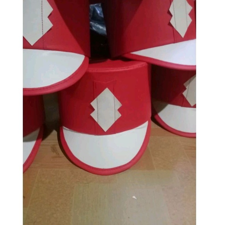 Topi Drumband TK (ukuran dan model lain bisa request) bahan kulit sintetis glosy