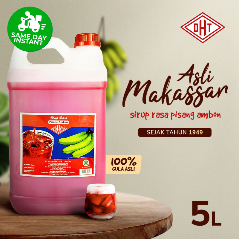 

[KHUSUS INSTANT SAMEDAY] DHT Sirup Rasa Pisang Ambon 5Liter Sirup Merah Asli Makassar
