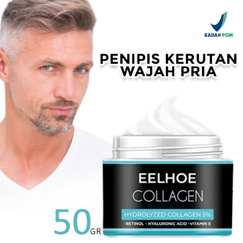 [ BPOM ] READY-JKT 50gram EELHOE Collagen Men's Cream Pemutih Wajah Anti Aging Penuaan Dini / Keripu