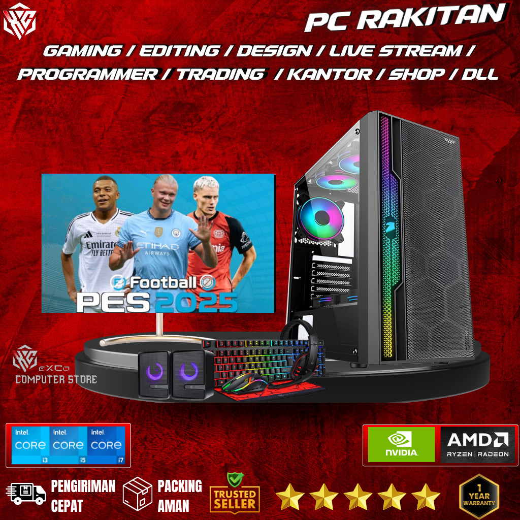 1 set komputer PC  intel Siap main GTA 5 FF ML PUBGM PB dll, Desain, Editing,Kerja,Online shop Dll