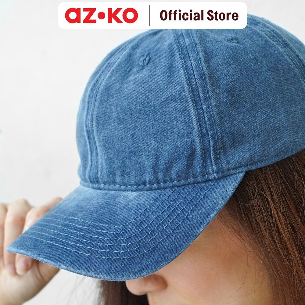 AZKO Ataru Topi Baseball Denim - Biru Tua Aksesoris Kepala Baseball Cap Topi Stylish Unisex Serbagun