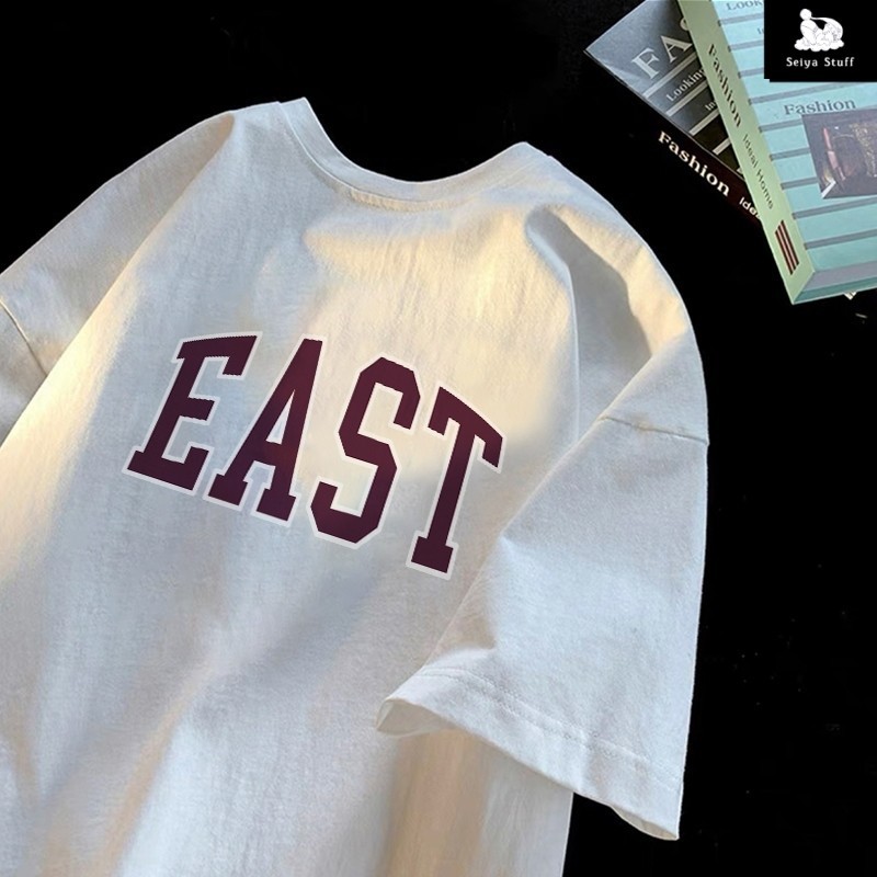 Forteid Korean Style Baju Kaos Oversize Corak Huruf Printing  Baju Atasan Wanita Pria Hitam Kaos Ove