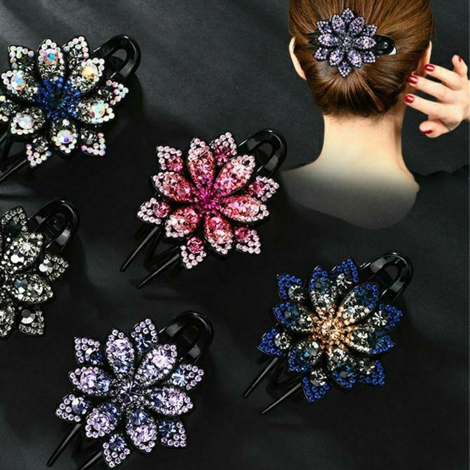 JEPIT HIASAN RAMBUT KOREA PERMATA PESTA HIASAN SANGGUL KOREA / Jepit bunga hiasan rambut /Jepit ramb