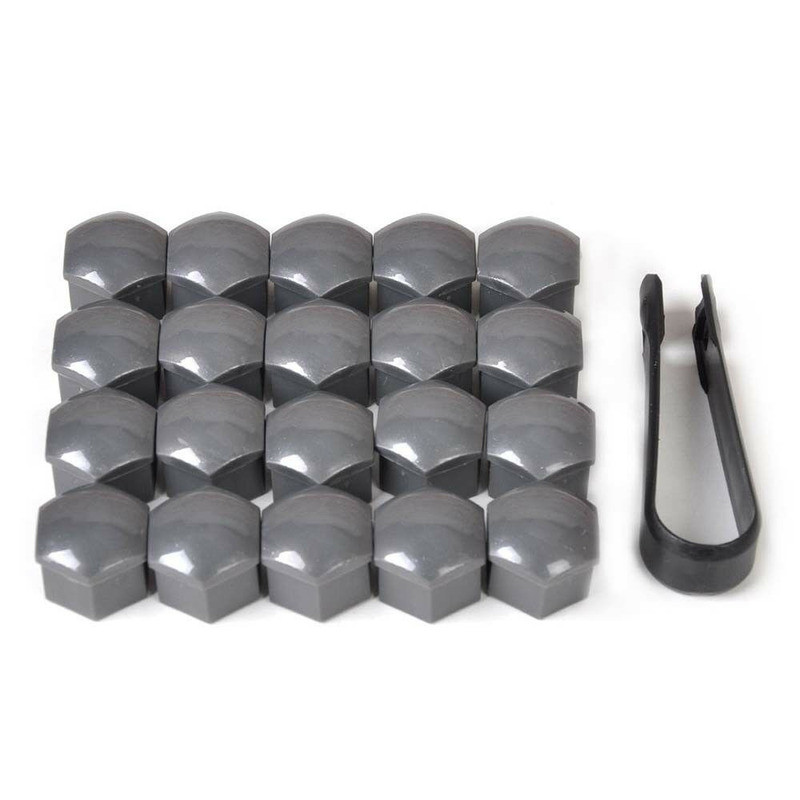 

20Pcs 17mm Gray Wheel Center Nut Caps Car Tire Lug Nut Bolt Plastic Covers Decor Styling Protector Accessories For VW Audi Skoda