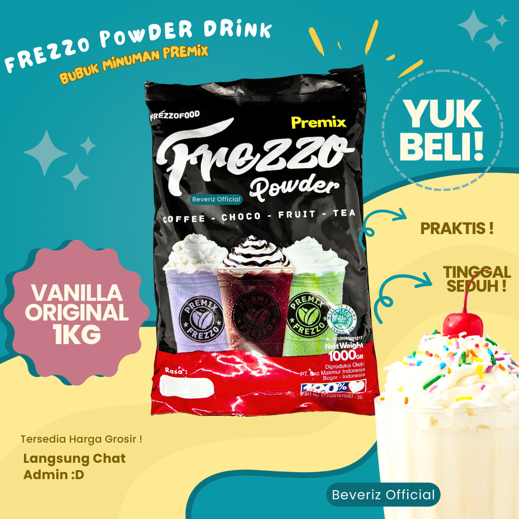 

BEVERIZ Frezzo Bubuk Minuman Rasa Vanila | Boba Powder Drink Vanilla 1 Kg / 1000gram { Bisa COD} {Tersedia Harga Grosir}