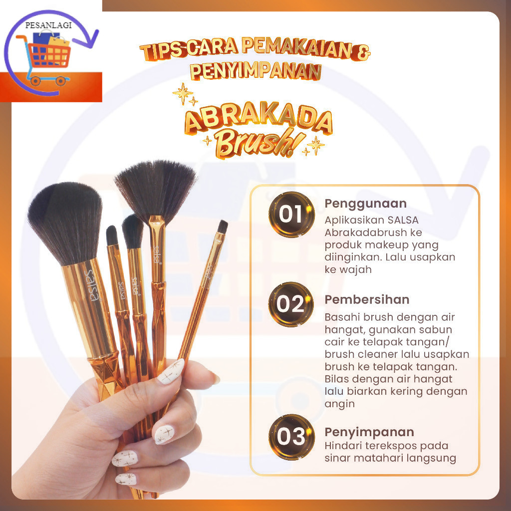 SALSA Abrakada Brush Indonesia / Kuas Makeup / Powder Shadow Fan Foundation Small Angled Extras Spoo