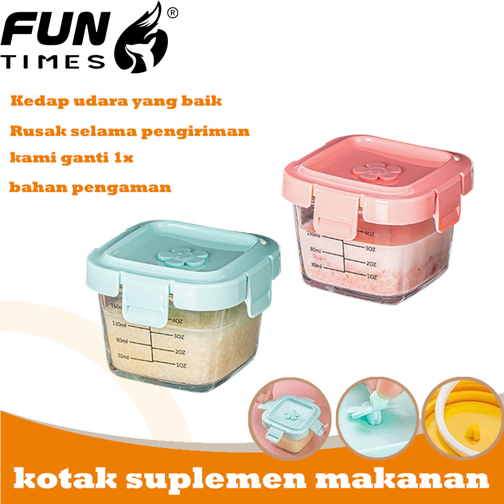 Kotak Tempat Makan Kaca Baby Glass Food Container Kedap Udara Makanan Bayi wadah mpasi kaca bagus fo