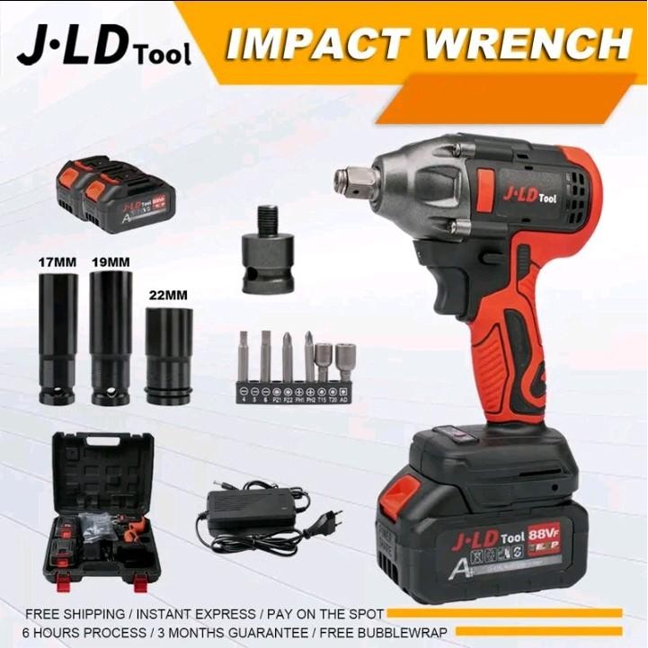 JLD Impact wrench 350NM impact driver pembuka baut ban mobil / ban motor / cvt motor tanpa ribet , p
