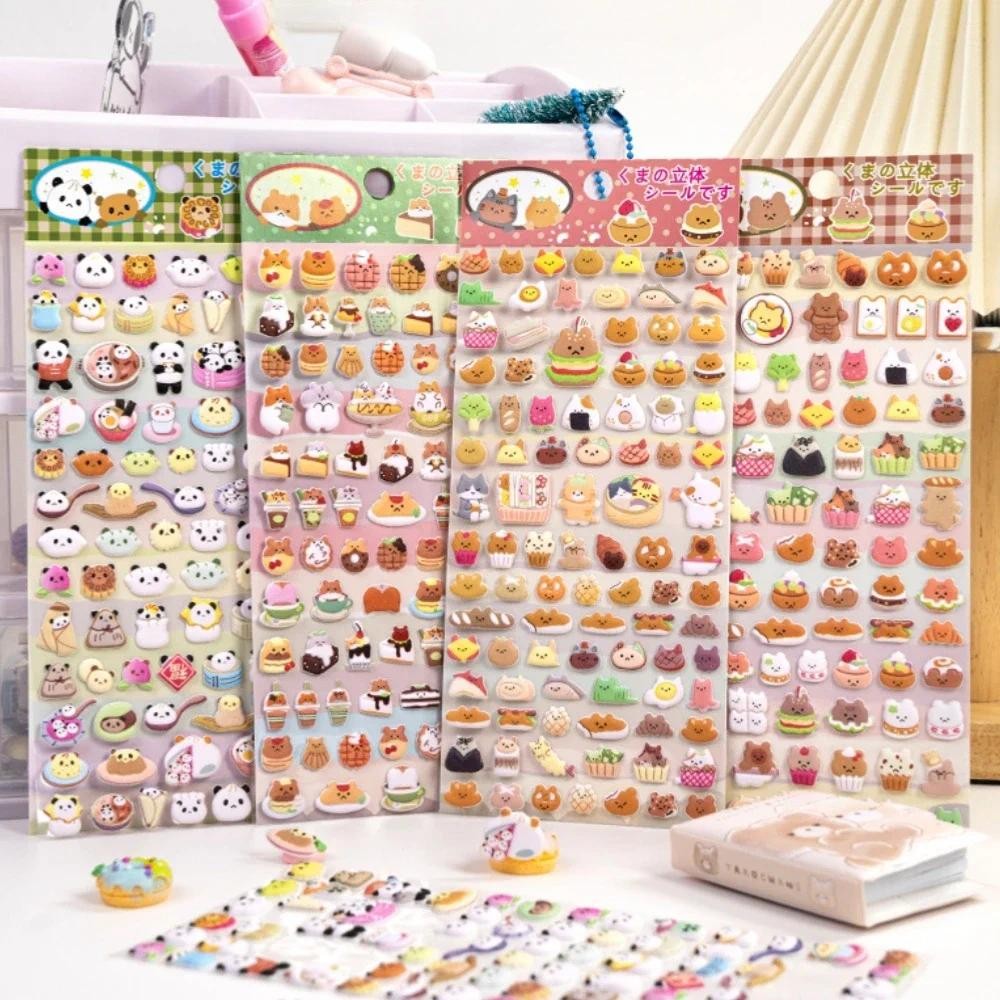 

4 pcs/lot Cute Bears Dessert Food 3D Puffy Stickers Adhesive Sticker DIY Diary Stationery Sticker Gift School Office Supplies