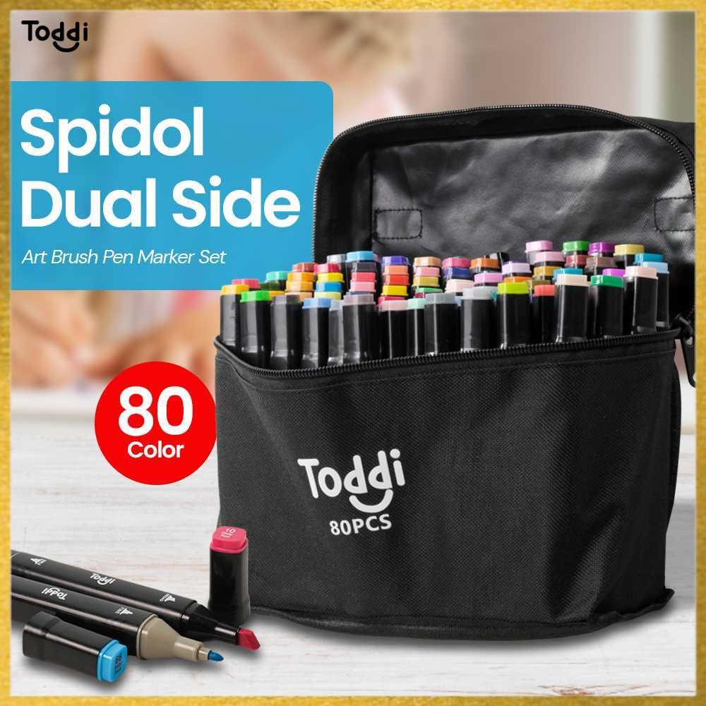 

Spidol Dual Side Fine Art Brush Pen Art Marker Set 80 Color - HL270