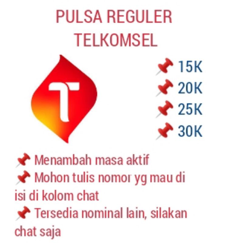 Pulsa Telkomsel 15000 Pulsa reguler Telkomsel Pulsa nambah masa aktif Isi pulsa simpati Pulsa Telkom