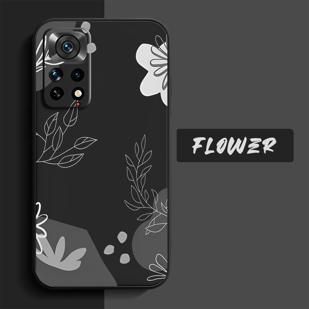 Case Realme C2 C3 5 8 8i 9 9i -Cassing Flower Black Aesthetic #GC122