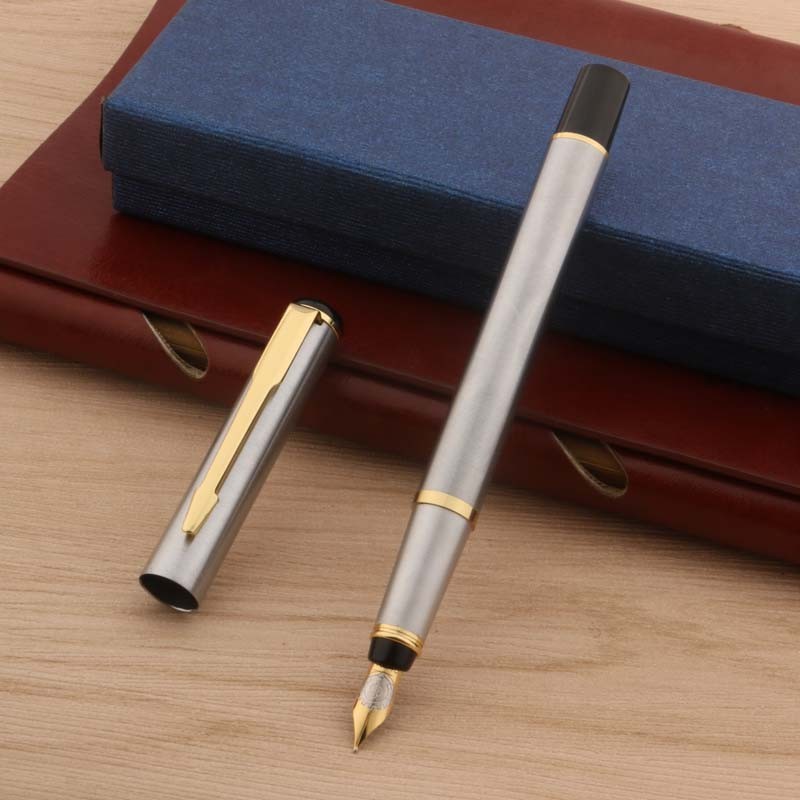 

Stainless Steel 801 Fountain Pen Classic Arrow Stationery Office Supplies Golden Ink Pen New