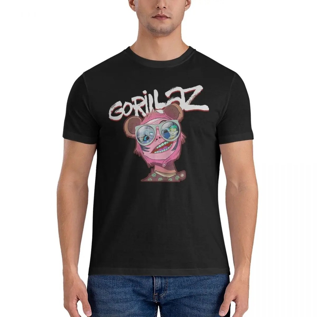 Kaos-Band-Virtual-Inggris-Kaos-Vintage-Pria-Kaos-Kru-Gorillaz