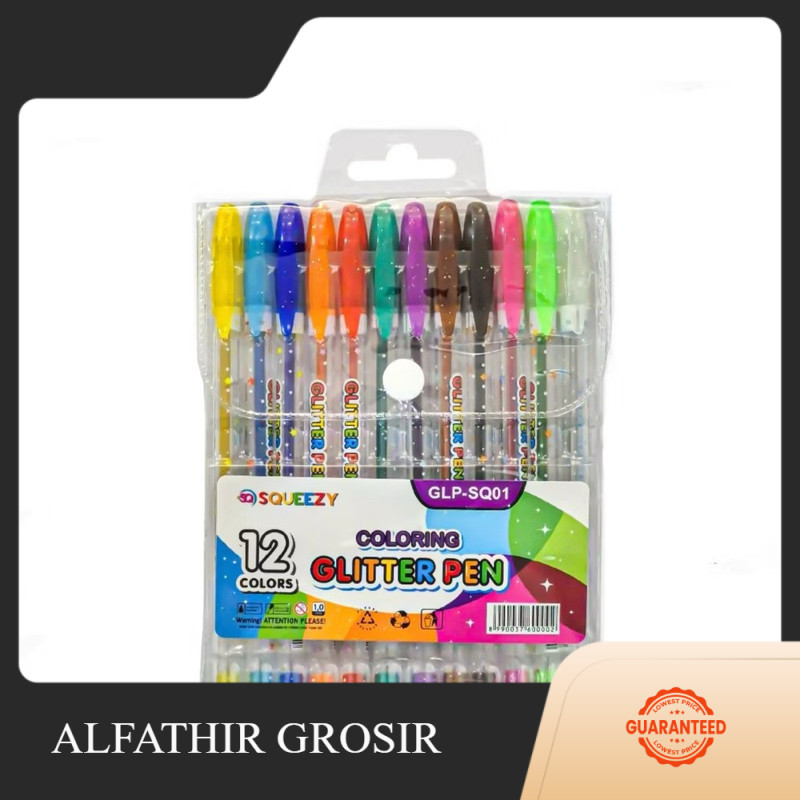 

Grosir Squeezy Glitter Pen 12 Warna-warni - 1 BOX ISI 20 PACK