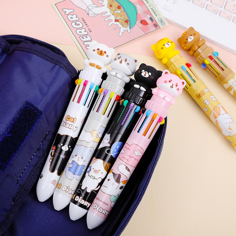 

AWC PULPEN GEL 10 IN 1 WARNA BERBEDA MOTIF KITTEN SULKY CUTE ADORABLE