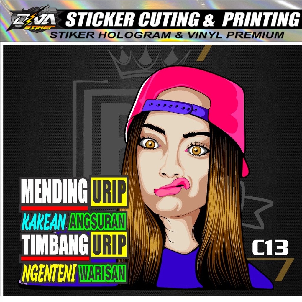 Stiker Cewek vector MENDING URIP decal mobil TRUCK Sticker KATA KATA TRUCK MOBIL custom Sticker Prin