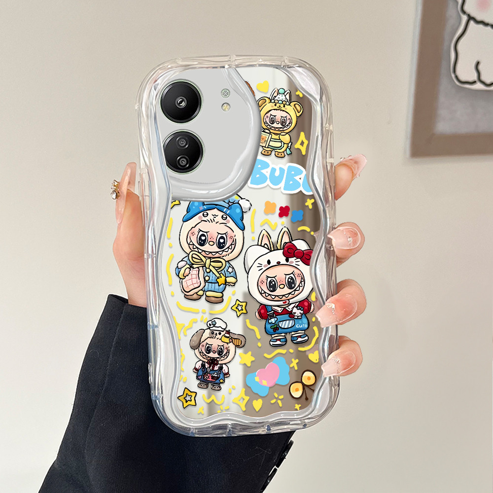 Casing Animasi Selebriti Internet Untuk For Xiaomi Poco C65 Redmi 13C Labubu Cute Cartoon Mirror Cer