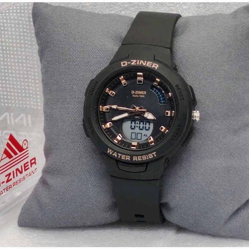 JUAL JAM TANGAN Jam Tangan Dziner Dualtime Rubber Wanita Tahan Air Garansi Dziner