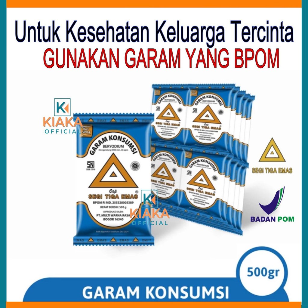 

Garam Dapur Murah Beryodium 250gr 500gram Segitiga Emas Halal BPOM Original