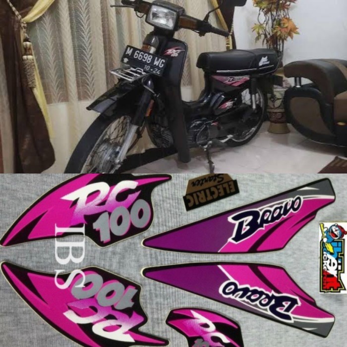 STRIPING RC100 BRAVO UNGU 1996 STIKER SUZUKI RC 100 LIS POLET STIKER
