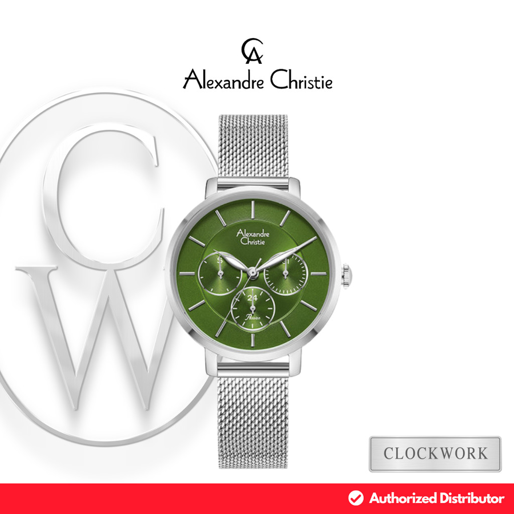 Jam Tangan Wanita Alexandre Christie Multifungsi AC 2870 BFBSSGN Rantai Pasir / Mesh Strap Casual Mi