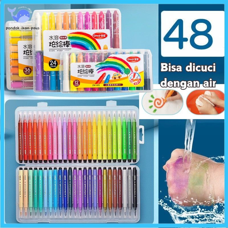 

[Pengiriman Jakarta] Crayon Grasp 48 Warna Water Soluble Crayons Krayon Licin Crayon Set 36 Warna Graps /Krayon Warna