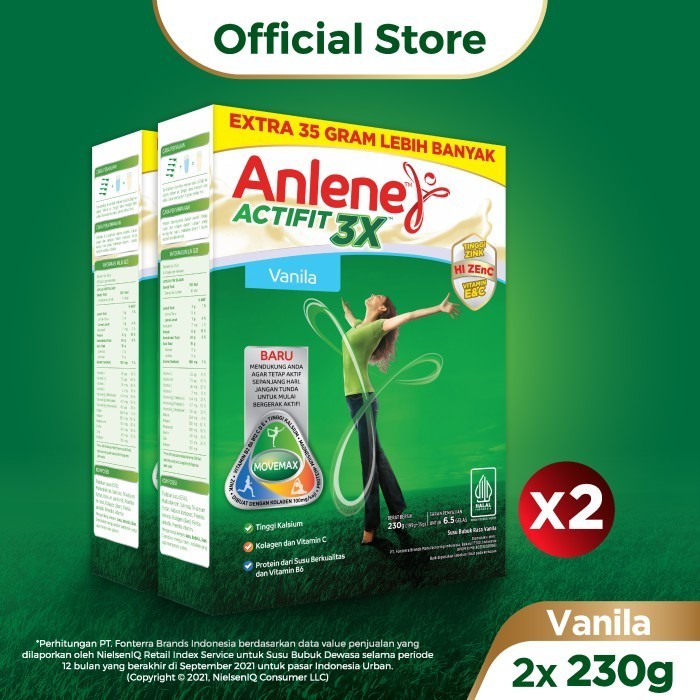

Anlene Actifit 3X Susu BubukVanila 2x 230g-Tulang, Sendi & Otot