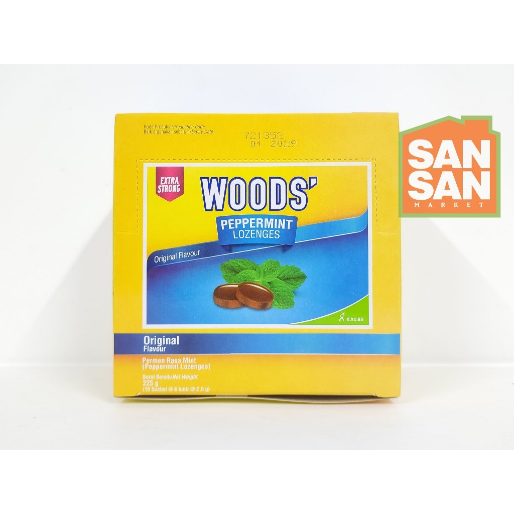 

Woods Peppermint Lozenges Original Box isi 15 Sachet - Pelega Tenggorokan