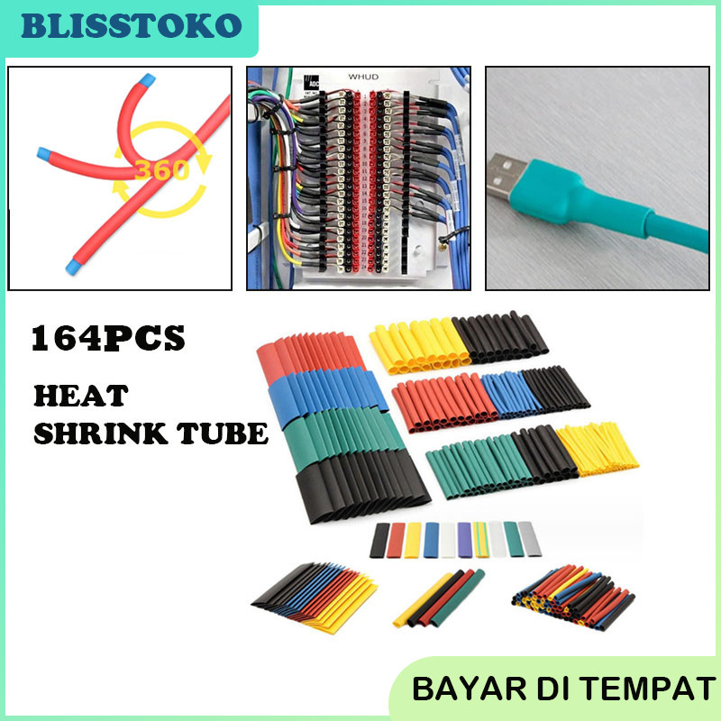 Heat Shrink Kabel Bakar Heat Shrink Tube Isolasi Bakar Kabel Selang 164pcs
