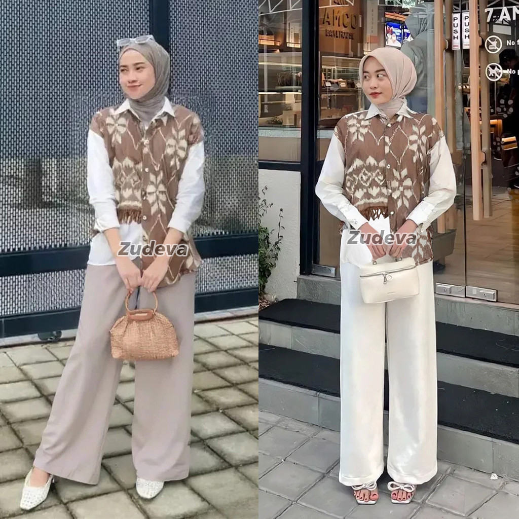 ZUDEVA - Kirana Outer, Kemeja Wanita, Outer Rompi Etnik Wanita Modis – Motif Tenun Kekinian, Elegan 