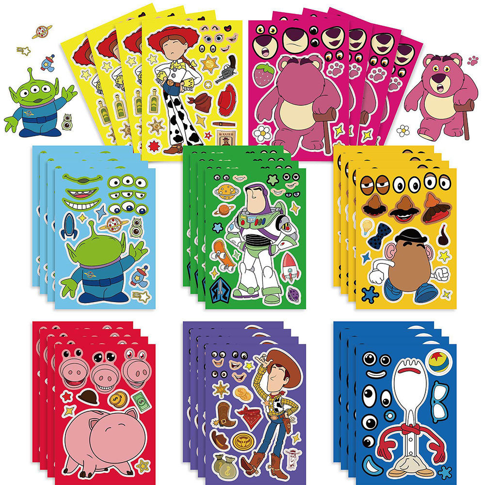 

8 Stiker Puzzle Toy Story Kartun Film Animasi Buzz Lightyear Alien Bermata Tiga Woody Stiker Dekoratif