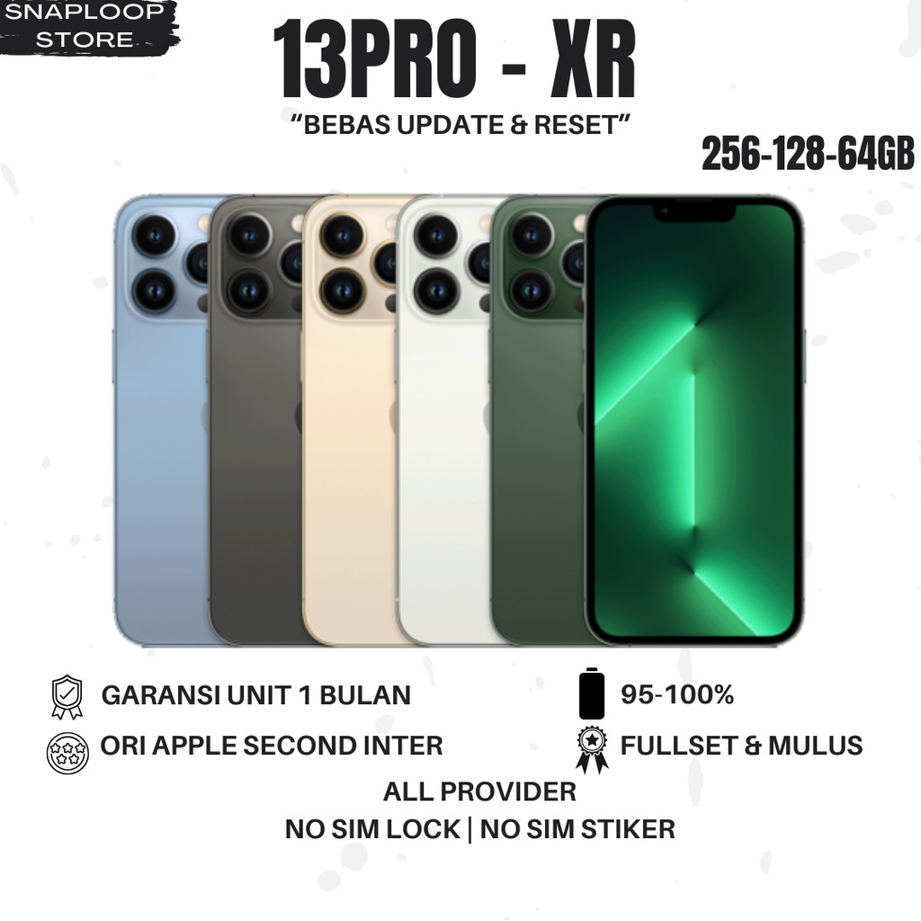 iphone second 13 pro - xr normal minus ganti housing 256gb 128gb 64gb original fullset mulus hp ip