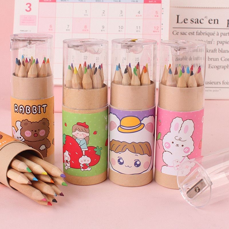 

davedesign #ST075 PENSIL WARNA 12 IN 1 SET RAUTAN BENTUK TABUNG KARAKTER LUCU ALAT TULIS SEKOLAH ANAK COLORING PENCIL DIY KESENIAN MENGGAMBAR MEWARNAI MELUKIS