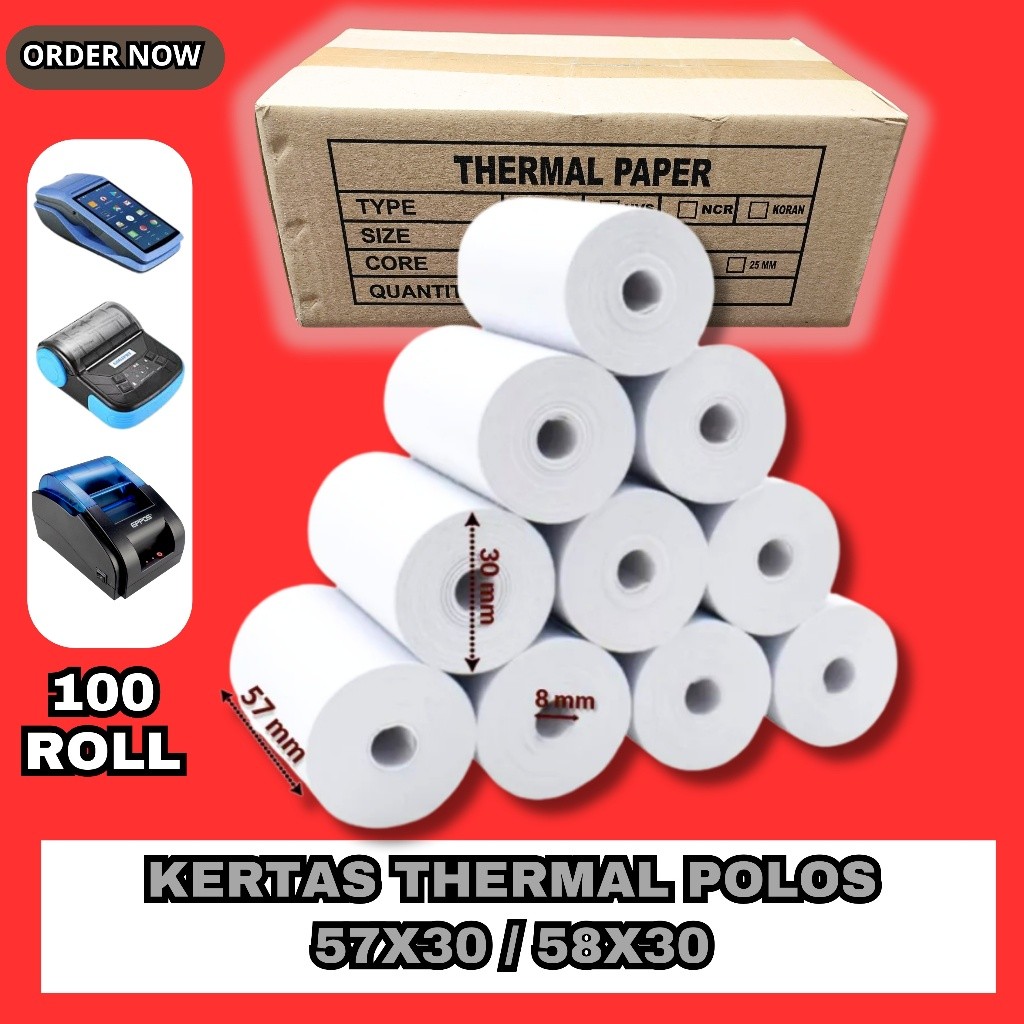 

100 ROLL KERTS THERMAL POLOS EDC BLUETOOTH 57X30 / 58X30