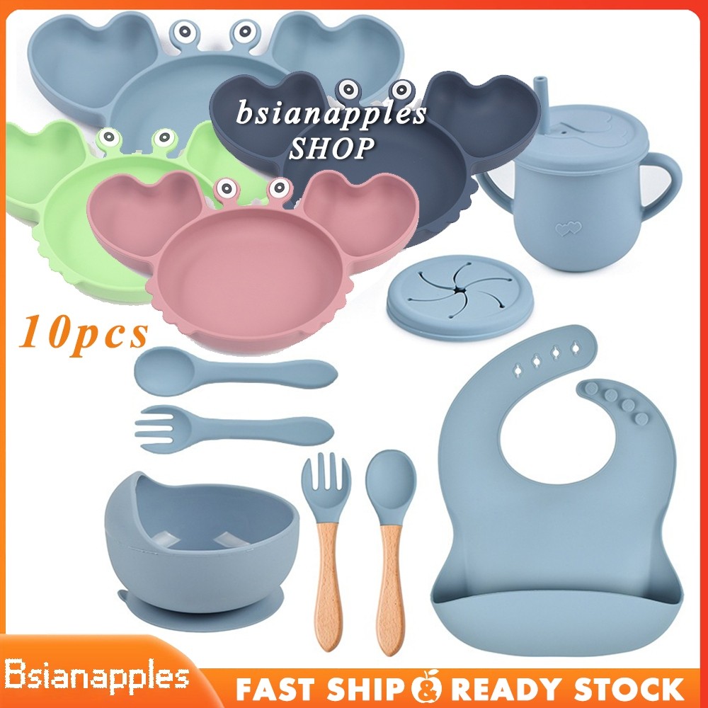 Peralatan Makan Bayi 10Pcs Tempat Makan Bayi Peralatan Makan Bayi Silicon Peralatan Makan MPASI Bayi