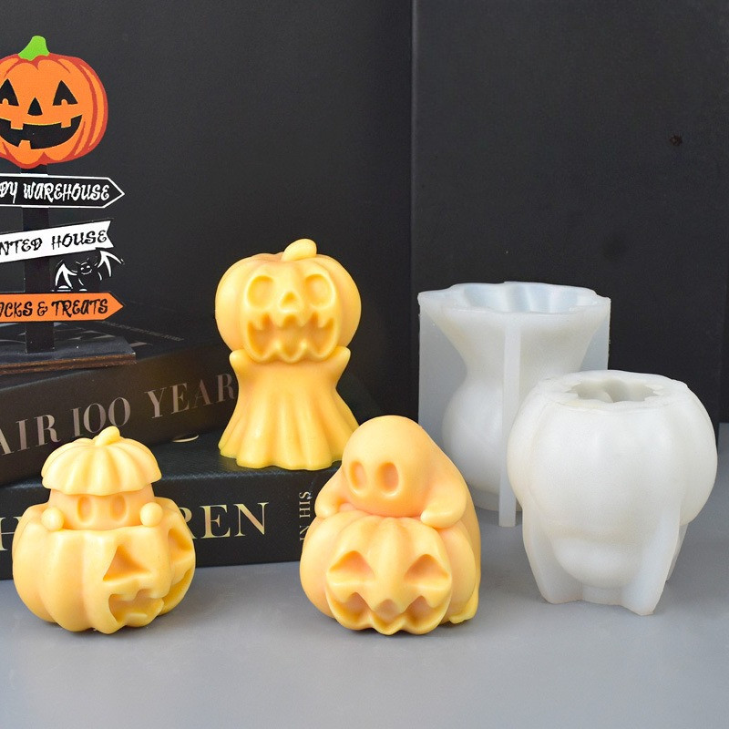 

Halloween Ghost Candle Mold DIY Pumpkin Ghost Modeling Decoration Crafts Gypsum Resin Making Silicone Mold Day of The Dead Gift